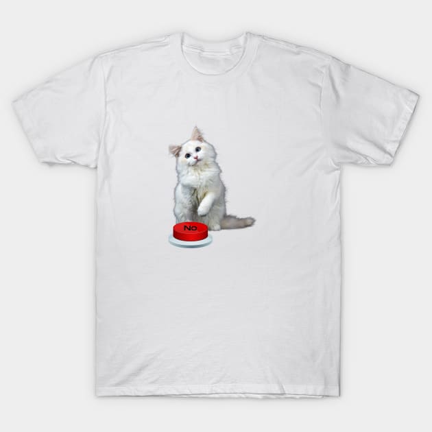 Cat with red button T-Shirt by Shirt Vibin